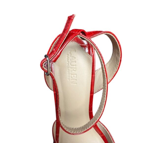 LAUREN by RALPH LAUREN Kyla
Crocodile Embossed Leather Sandal Red Size 6.5 - Picture 5 of 7